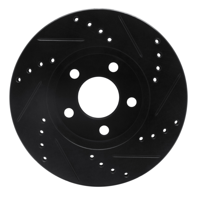 Picture of R1 00-05 Chrysler Neon Front Left Drilled & Slotted Black Brake Rotor
