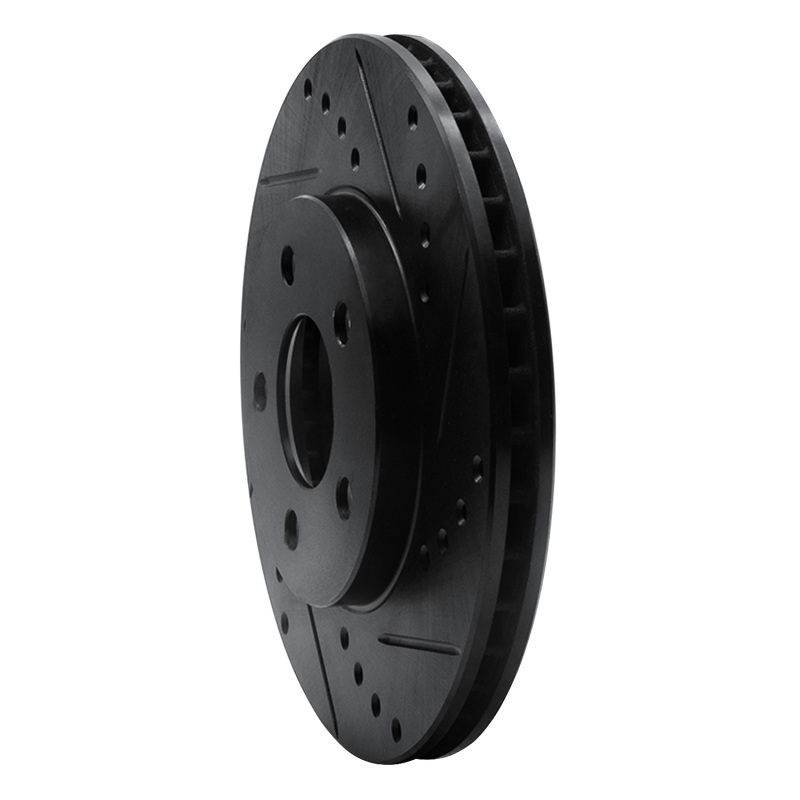 Picture of R1 00-05 Chrysler Neon Front Right Drilled & Slotted Black Brake Rotor
