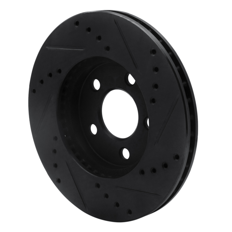 Picture of R1 00-05 Chrysler Neon Front Left Drilled & Slotted Black Brake Rotor