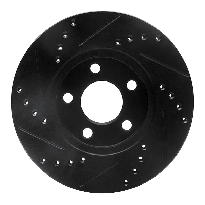 Picture of R1 00-05 Chrysler Neon Front Right Drilled & Slotted Black Brake Rotor
