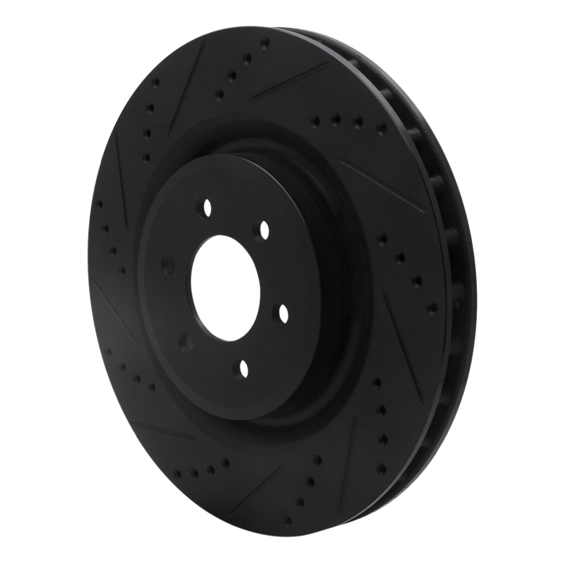 Picture of R1 03-17 Dodge Viper Rear Left Drilled & Slotted Black Brake Rotor