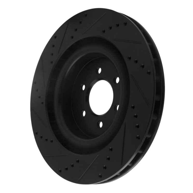 Picture of R1 03-17 Dodge Viper Rear Right Drilled & Slotted Black Brake Rotor