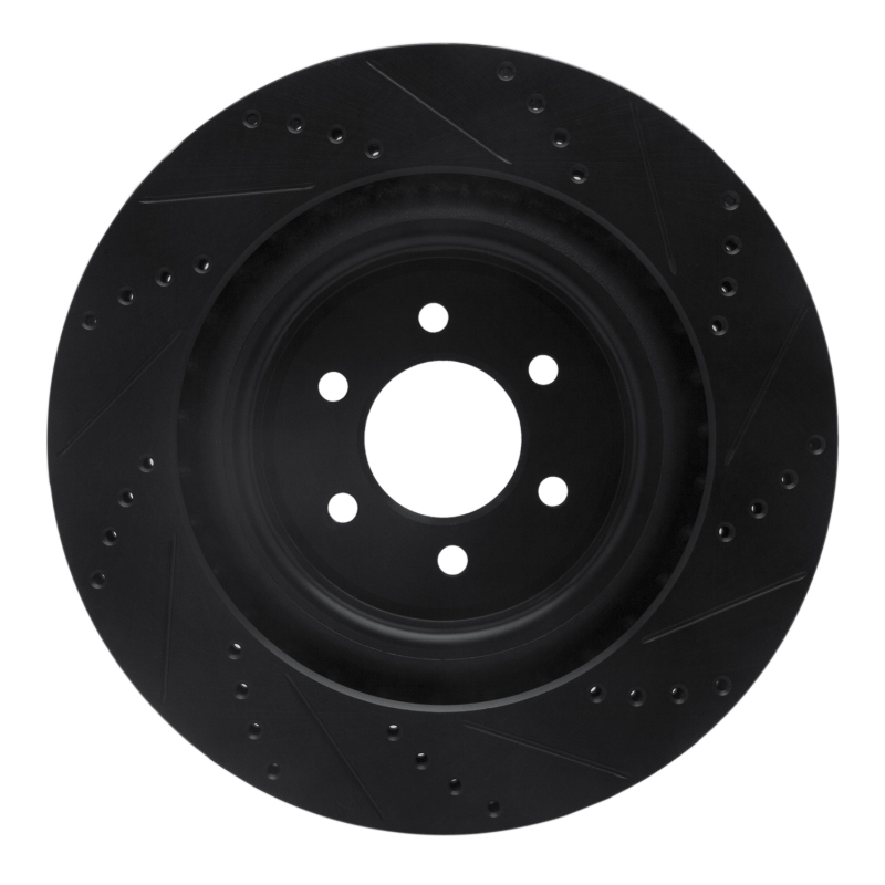 Picture of R1 03-17 Dodge Viper Rear Left Drilled & Slotted Black Brake Rotor