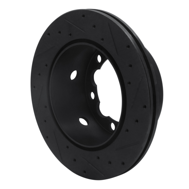 Picture of R1 02-06 Dodge Sprinter 3500 Rear Left Drilled & Slotted Black Brake Rotor