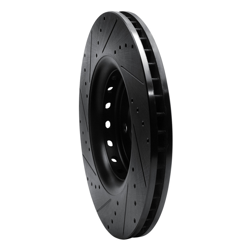 Picture of R1 14-23 Dodge Charger Front Right Drilled & Slotted Black Brake Rotor