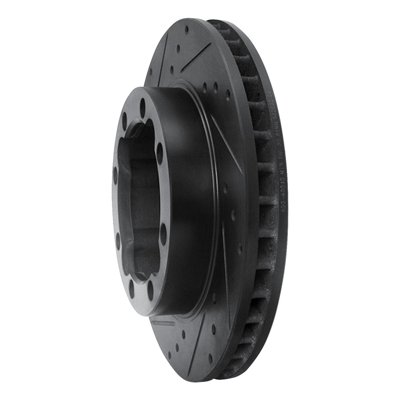 Picture of R1 88-00 Chevrolet K2500 Front Left Drilled & Slotted Black Brake Rotor