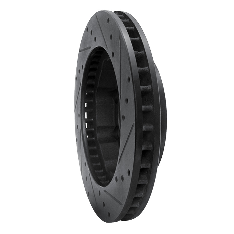 Picture of R1 88-00 Chevrolet K2500 Front Left Drilled & Slotted Black Brake Rotor