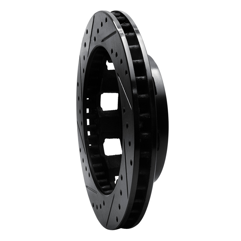 Picture of R1 75-93 Dodge W200 Front Right Drilled & Slotted Black Brake Rotor