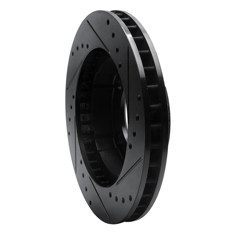 Picture of R1 80-93 Dodge Ramcharger 4WD Front Left Drilled & Slotted Black Brake Rotor