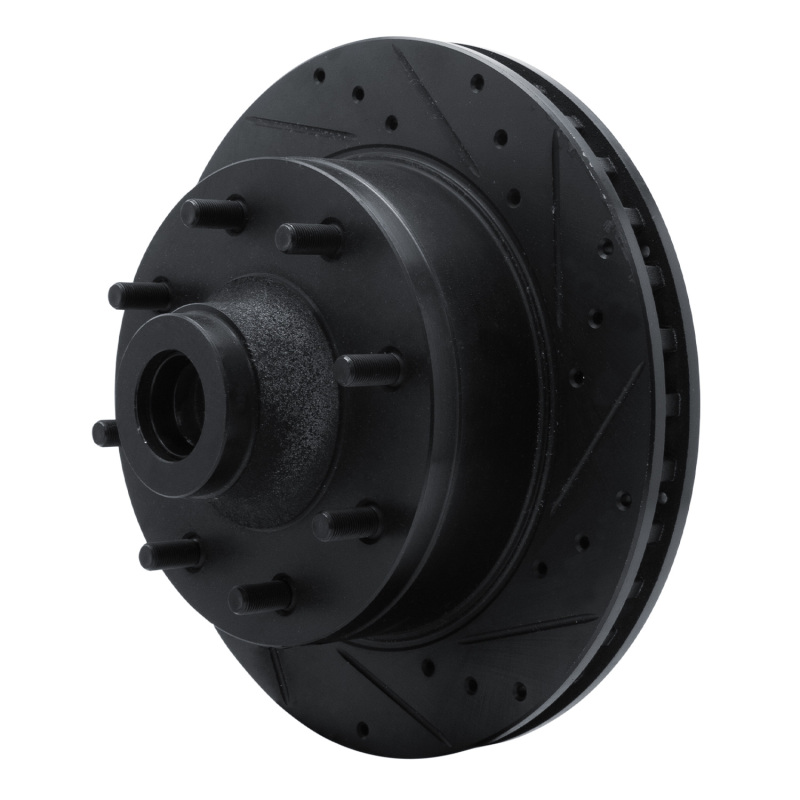 Picture of R1 78-97 Dodge B200 / B200 Van / B250 Front Right Drilled & Slotted Black Brake Rotor