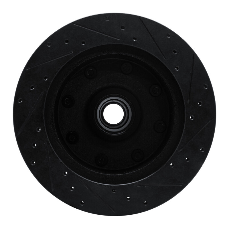 Picture of R1 78-97 Dodge B200 / B200 Van / B250 Front Left Drilled & Slotted Black Brake Rotor