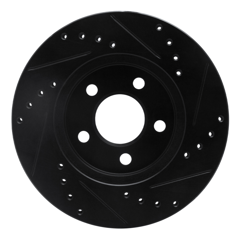 Picture of R1 86-90 Chrysler Town & Country Front Left Drilled & Slotted Black Brake Rotor