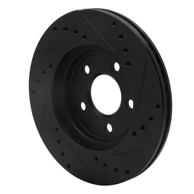 Picture of R1 86-90 Chrysler Town & Country Front Left Drilled & Slotted Black Brake Rotor