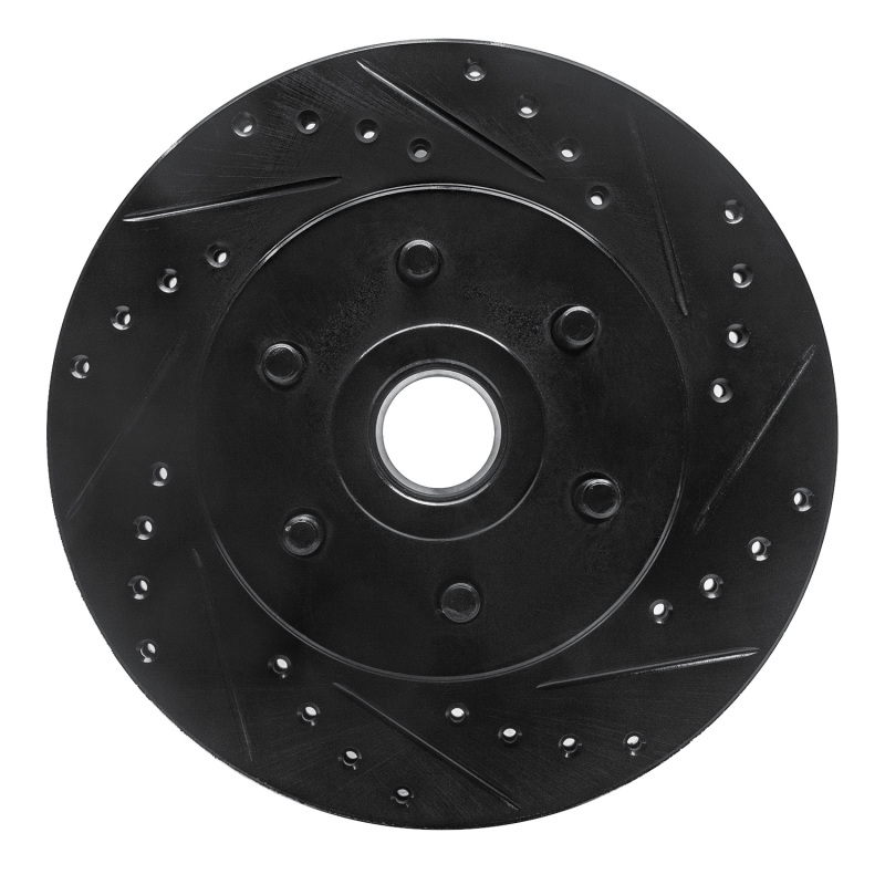 Picture of R1 91-96 Dodge Dakota RWD Front Right Drilled & Slotted Black Brake Rotor