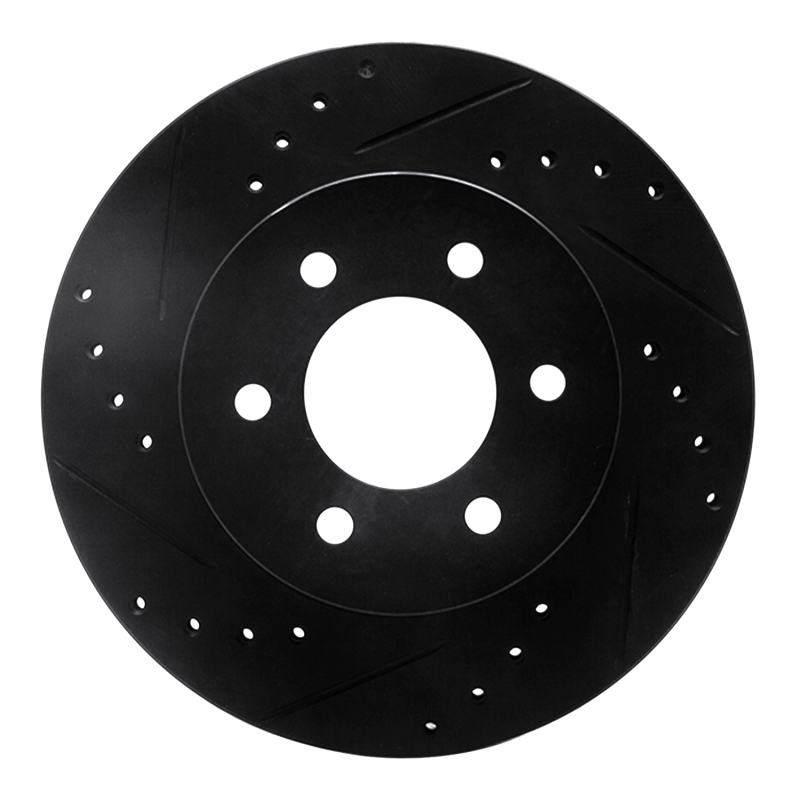 Picture of R1 91-96 Dodge Dakota 4WD Front Left Drilled & Slotted Black Brake Rotor