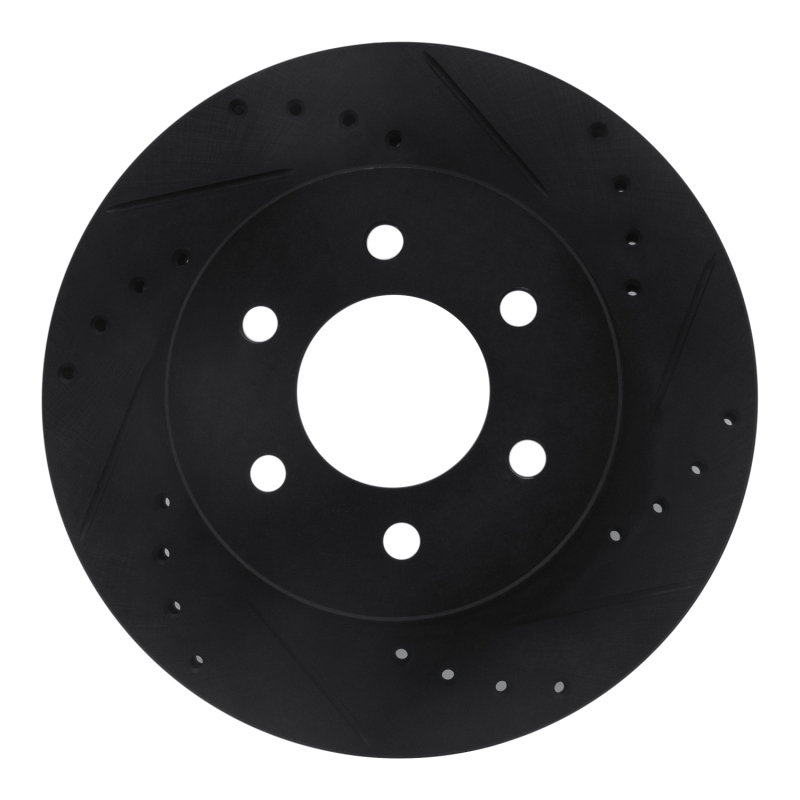Picture of R1 91-96 Dodge Dakota 4WD Front Right Drilled & Slotted Black Brake Rotor