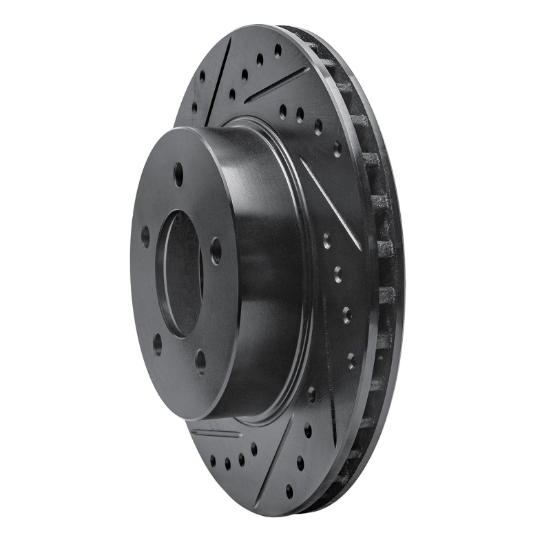 Picture of R1 87-90 Dodge Dakota 4WD Front Left Drilled & Slotted Black Brake Rotor