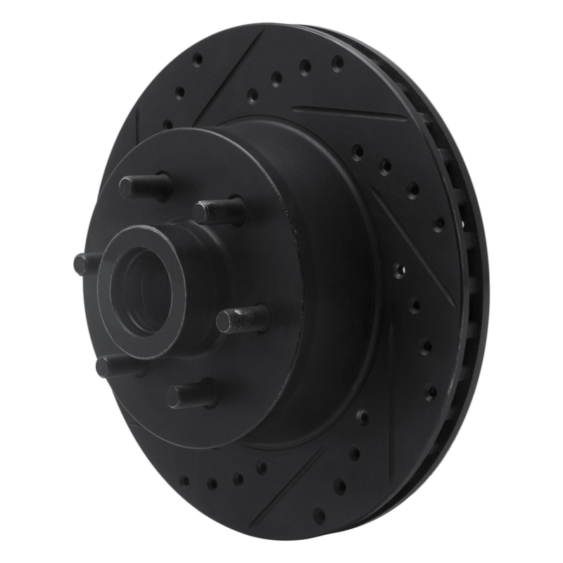 Picture of R1 91-96 Dodge Dakota RWD Front Left Drilled & Slotted Black Brake Rotor