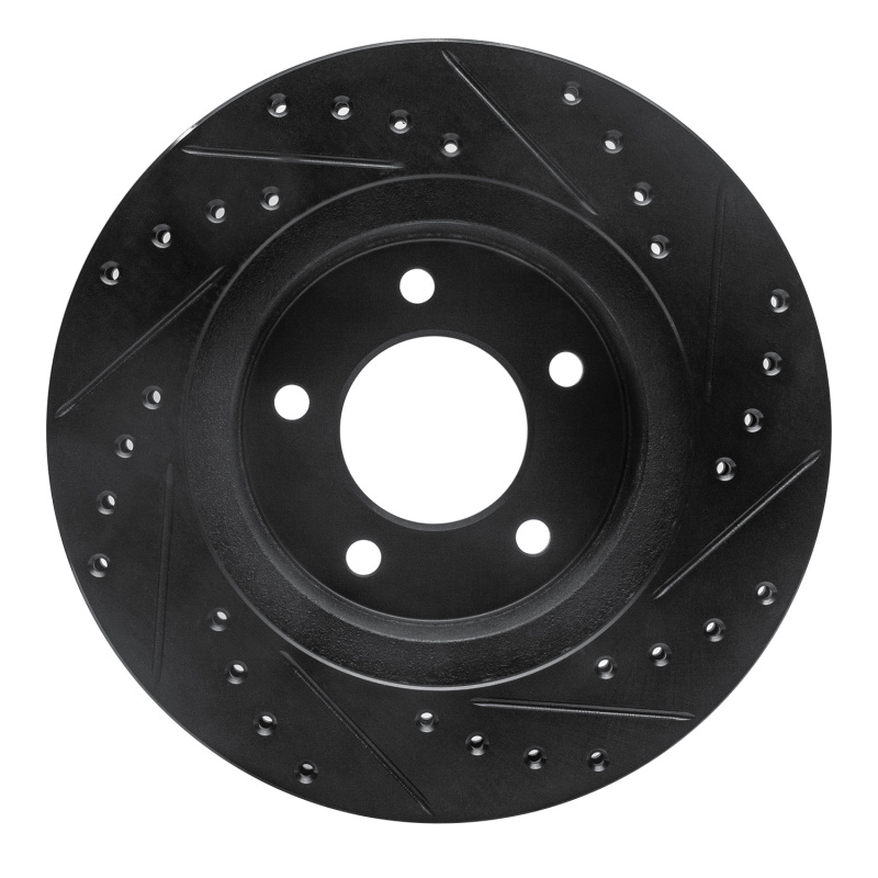 Picture of R1 87-90 Dodge Dakota 4WD Front Left Drilled & Slotted Black Brake Rotor