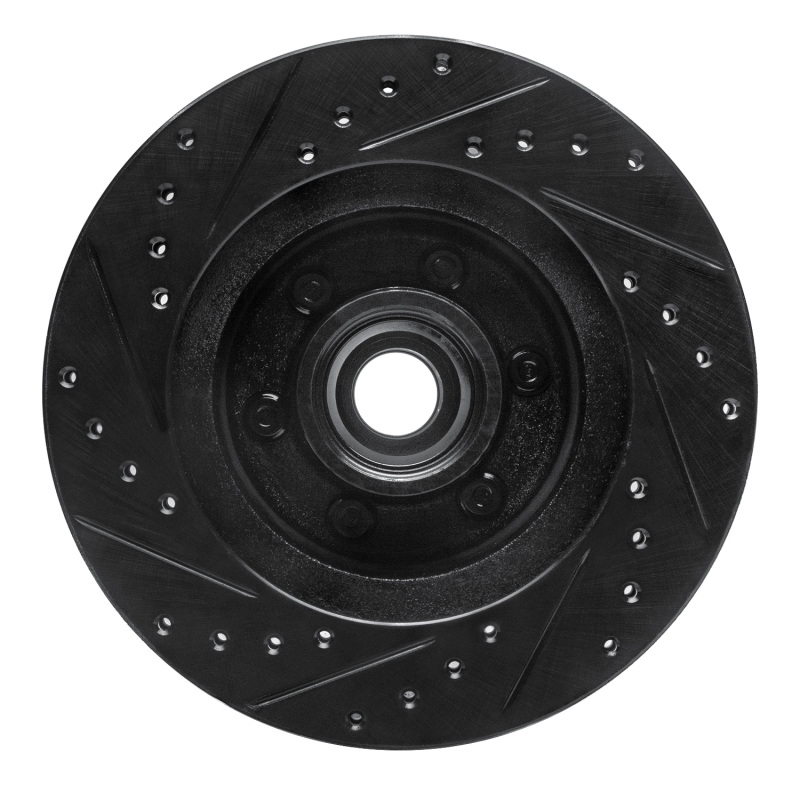 Picture of R1 91-96 Dodge Dakota RWD Front Right Drilled & Slotted Black Brake Rotor