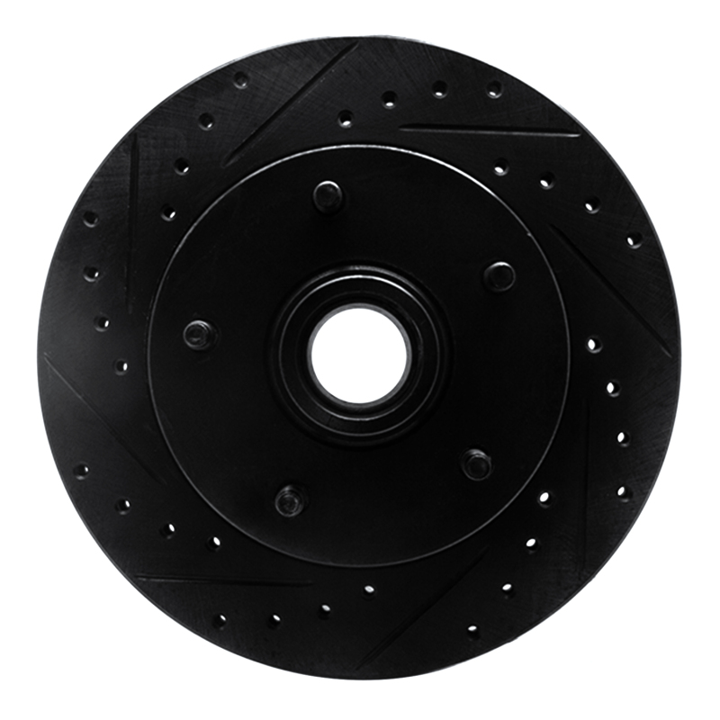 Picture of R1 94-99 Dodge Ram 1500 Pickup Front Left Drilled & Slotted Black Brake Rotor