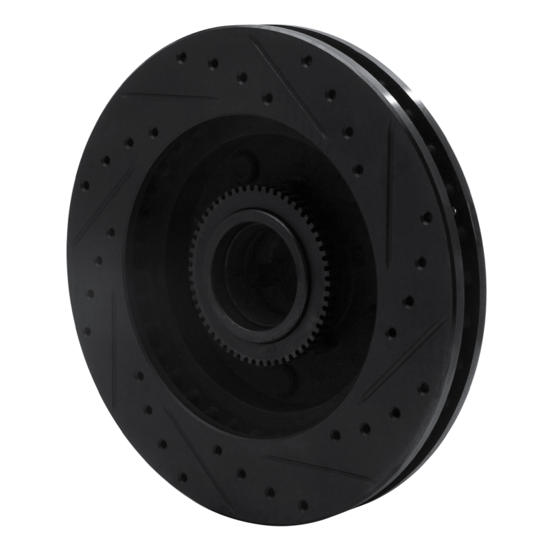 Picture of R1 94-99 Dodge Ram 1500 Pickup Front Left Drilled & Slotted Black Brake Rotor