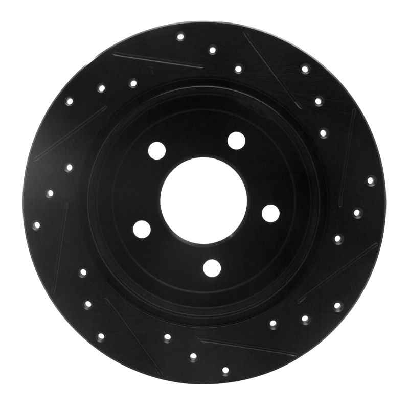 Picture of R1 97-07 Chrysler Town & Country Rear Left Drilled & Slotted Black Brake Rotor