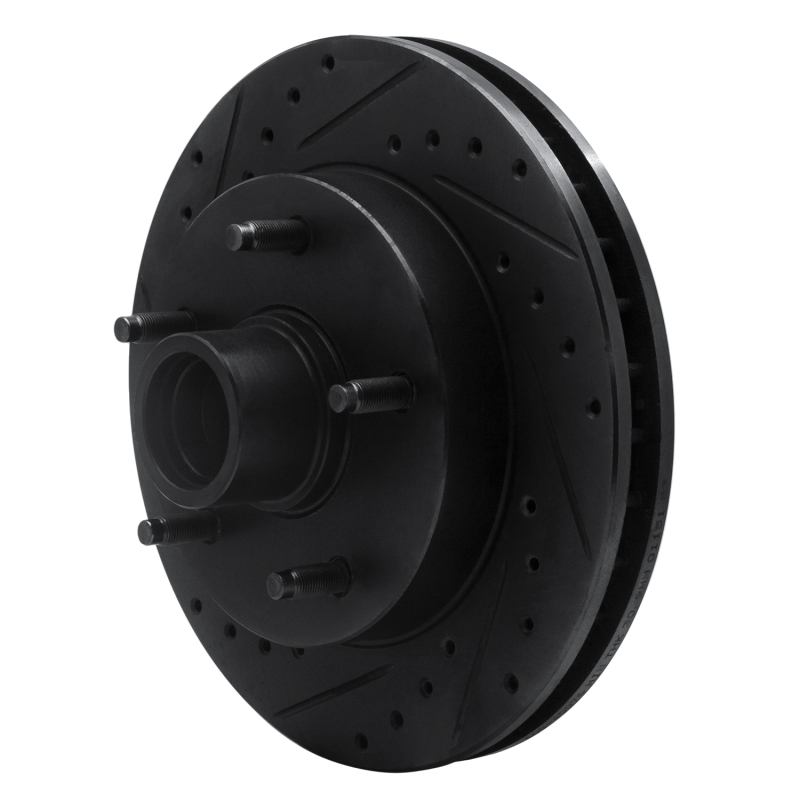 Picture of R1 94-99 Dodge Ram 1500 Pickup Front Left Drilled & Slotted Black Brake Rotor