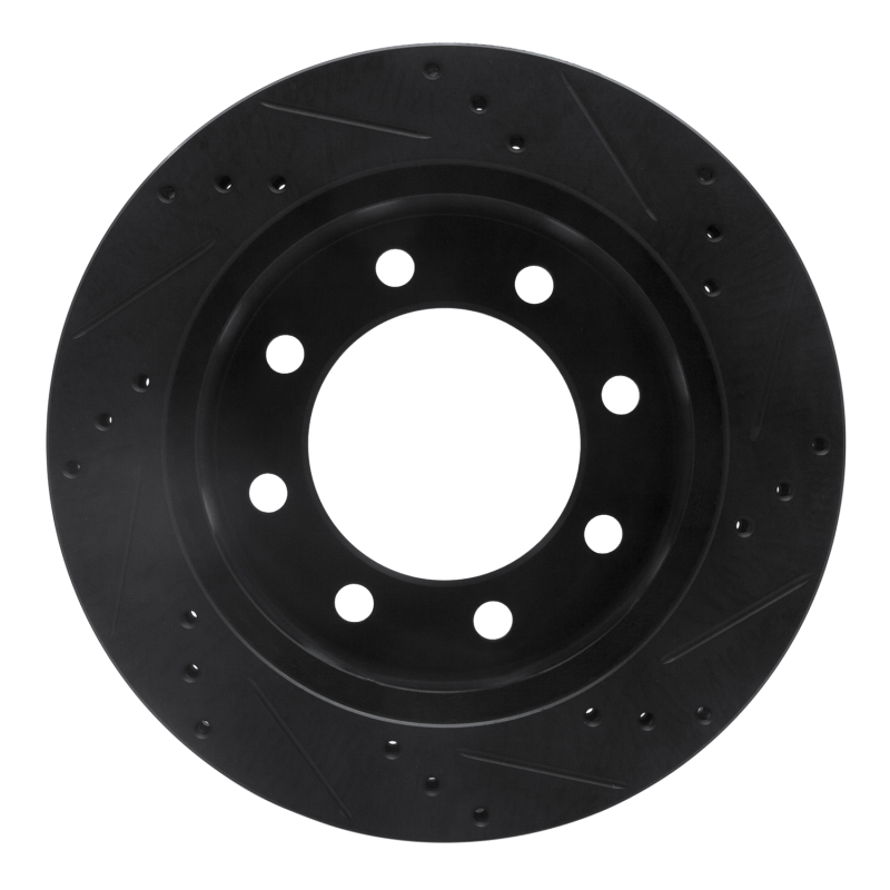 Picture of R1 00-02 Dodge Ram 3500 Front Left Drilled & Slotted Black Brake Rotor