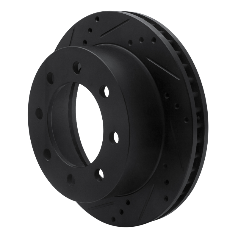 Picture of R1 00-02 Dodge Ram 3500 Front Left Drilled & Slotted Black Brake Rotor