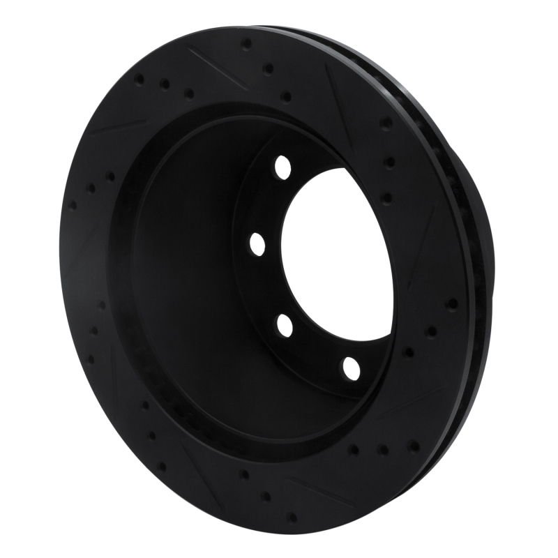 Picture of R1 00-02 Dodge Ram 2500 Rear Left Drilled & Slotted Black Brake Rotor