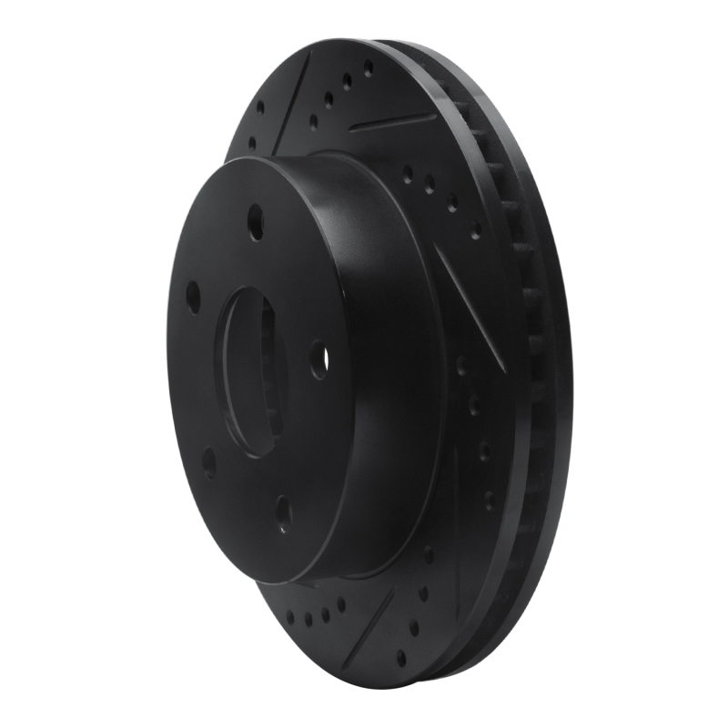 Picture of R1 00-01 Dodge Ram 1500 Pickup Front Left Drilled & Slotted Black Brake Rotor