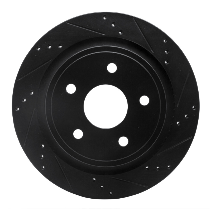 Picture of R1 02-24 Chrysler ASPEN Rear Right Drilled & Slotted Black Brake Rotor