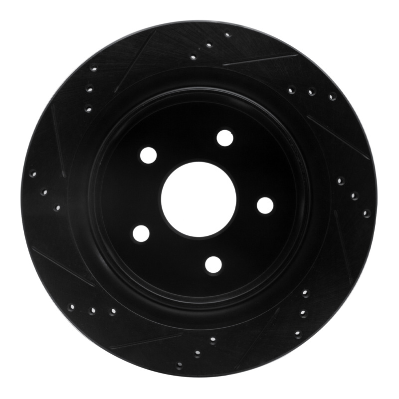 Picture of R1 02-24 Chrysler ASPEN Rear Right Drilled & Slotted Black Brake Rotor