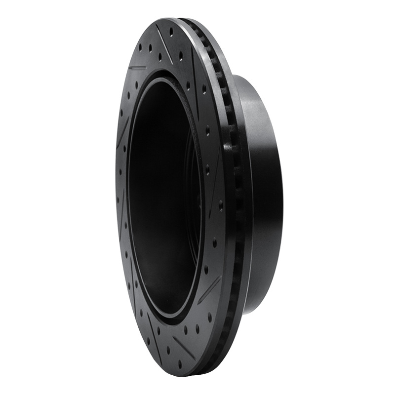 Picture of R1 03-03 Dodge Ram 1500 Van Rear Left Drilled & Slotted Black Brake Rotor