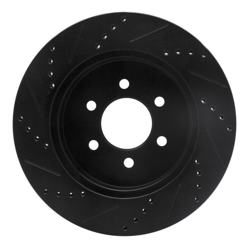 Picture of R1 03-04 Dodge Dakota 4WD Front Right Drilled & Slotted Black Brake Rotor