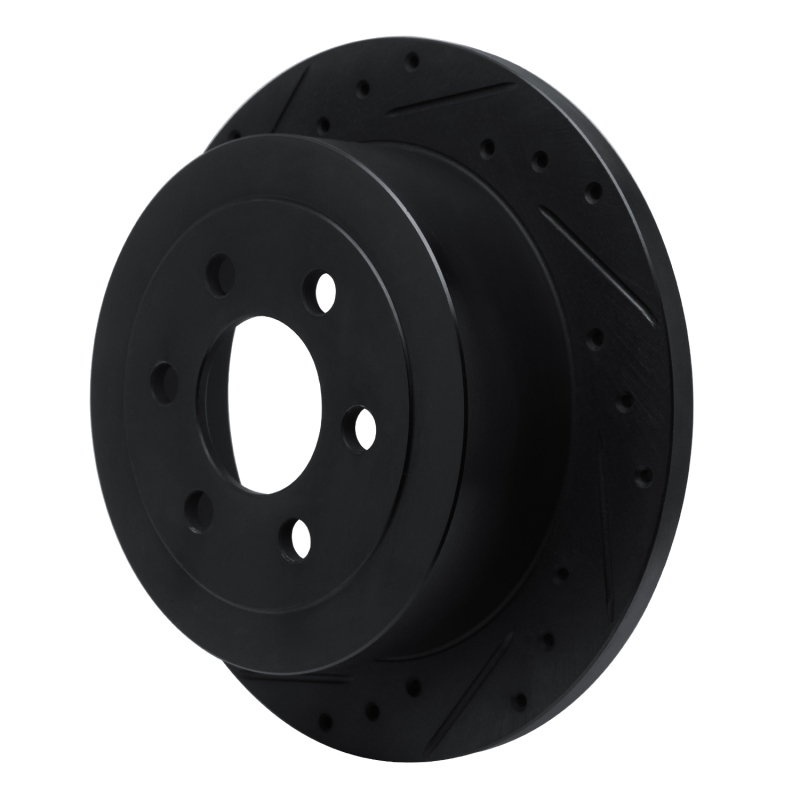 Picture of R1 03-04 Dodge Dakota 4WD Rear Left Drilled & Slotted Black Brake Rotor