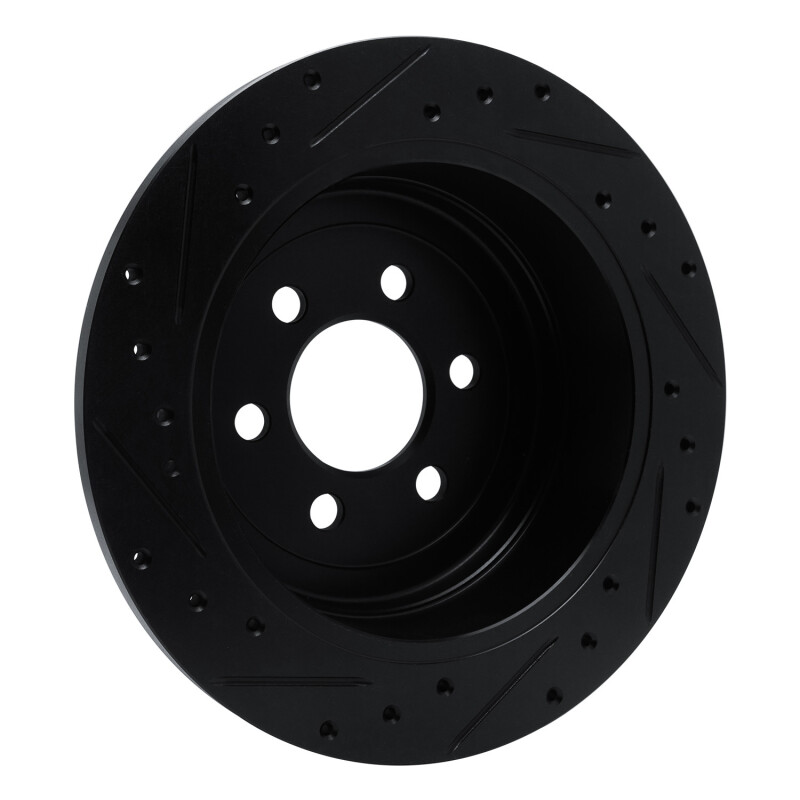 Picture of R1 03-04 Dodge Dakota RWD Rear Right Drilled & Slotted Black Brake Rotor