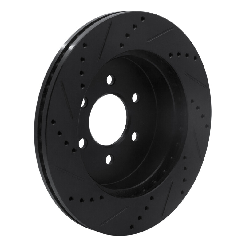 Picture of R1 03-04 Dodge Dakota 4WD Front Right Drilled & Slotted Black Brake Rotor