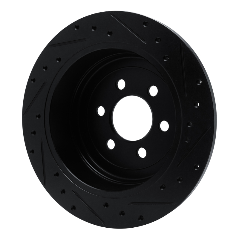 Picture of R1 03-04 Dodge Dakota 4WD Rear Left Drilled & Slotted Black Brake Rotor