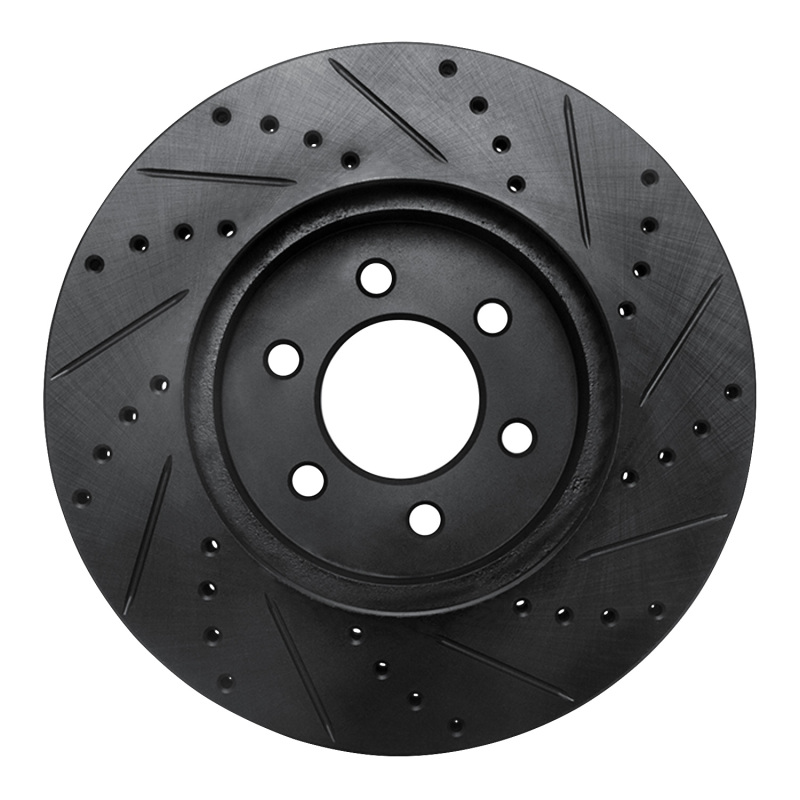 Picture of R1 03-03 Dodge Durango Front Left Drilled & Slotted Black Brake Rotor