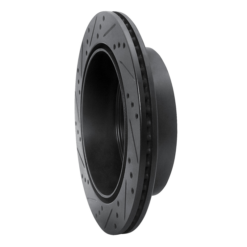 Picture of R1 03-03 Dodge Durango Rear Right Drilled & Slotted Black Brake Rotor