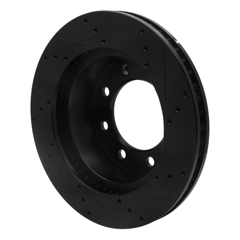 Picture of R1 03-08 Dodge Ram 2500 Front Left Drilled & Slotted Black Brake Rotor