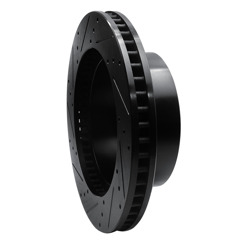 Picture of R1 03-08 Dodge Ram 3500 Front Right Drilled & Slotted Black Brake Rotor