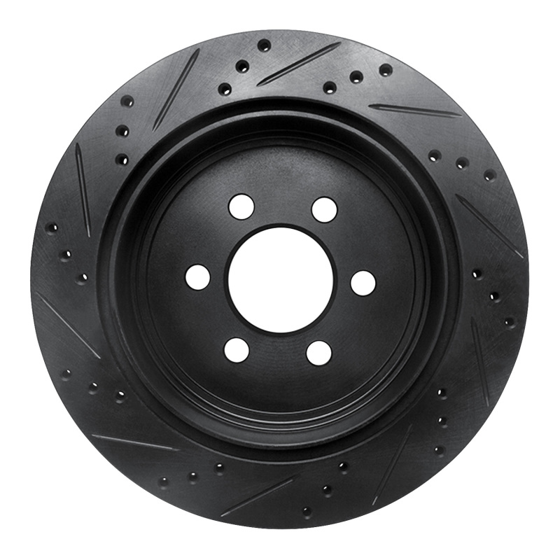 Picture of R1 03-03 Dodge Durango Rear Right Drilled & Slotted Black Brake Rotor