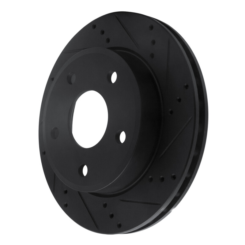 Picture of R1 05-11 Dodge Dakota RWD Front Right Drilled & Slotted Black Brake Rotor