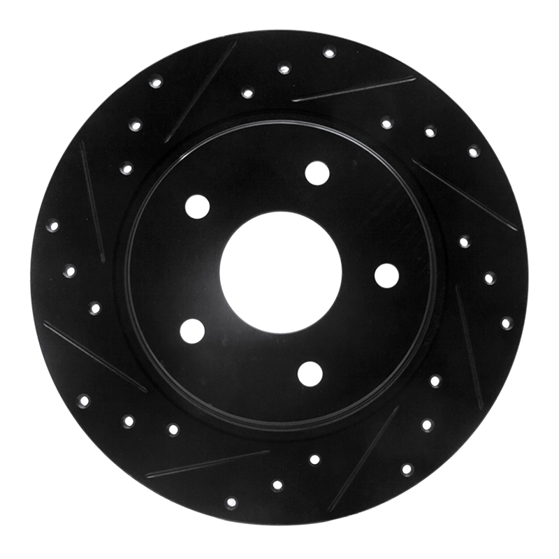 Picture of R1 08-16 Chrysler Town & Country Rear Left Drilled & Slotted Black Brake Rotor