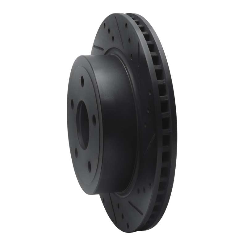 Picture of R1 04-06 Dodge Ram 1500 Pickup Rear Right Drilled & Slotted Black Brake Rotor