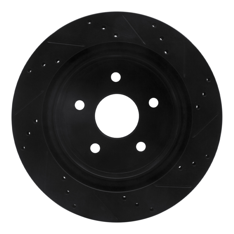 Picture of R1 04-06 Dodge Ram 1500 Pickup Rear Left Drilled & Slotted Black Brake Rotor