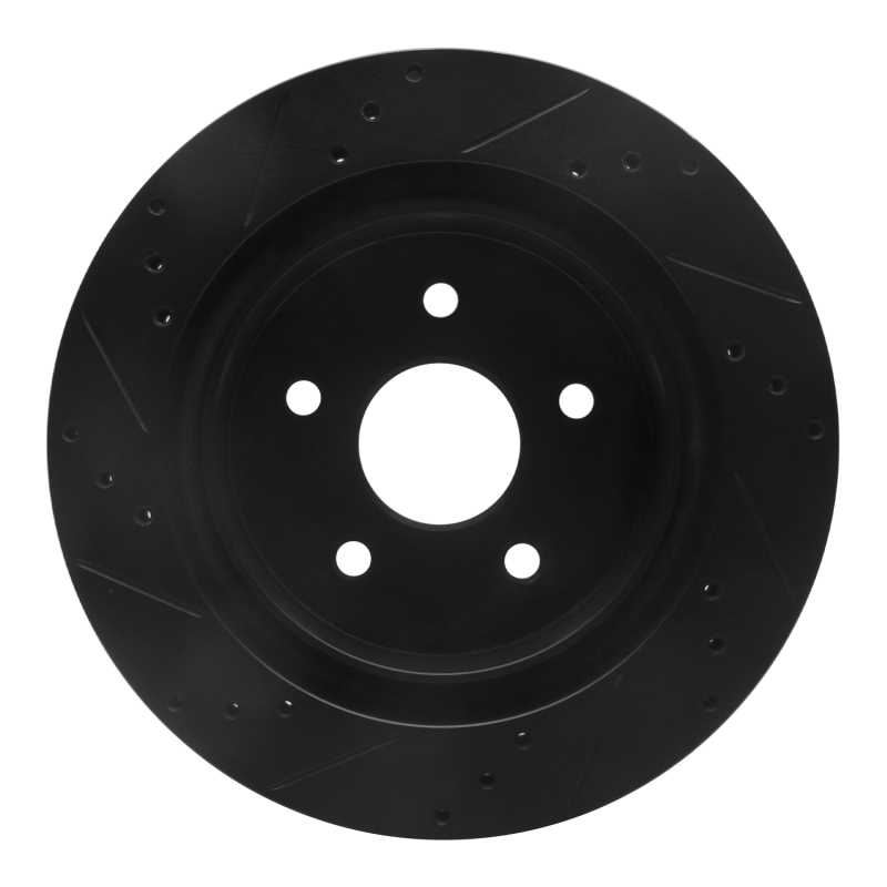 Picture of R1 04-06 Dodge Ram 1500 Pickup Rear Right Drilled & Slotted Black Brake Rotor